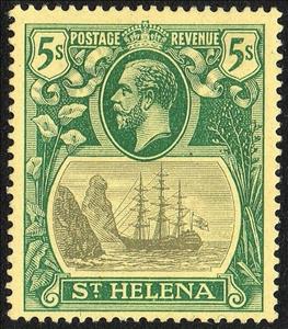 Stamp, Badge of the Colony, Saint Helena,  , Crowns and Coronets, Famous People, Heads of State, Kings, Landscapes, Men, Royalty, Sailing Ships