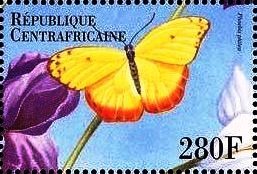 Stamp, Phoebis philea, Central African Republic,  , Animals (Fauna), Butterflies, Insects