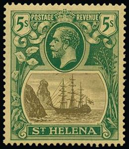 Stamp, Badge of the Colony, Saint Helena,  , Crowns and Coronets, Famous People, Heads of State, Kings, Landscapes, Royalty, Sailing Ships, Ships