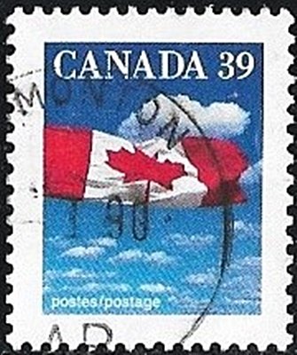 Canadian Flag over Clouds