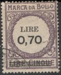 Revenue Stamp, Frame With Numerals, Italy,  