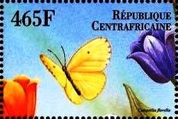 Stamp, Catopsilia florella, Central African Republic,  , Animals (Fauna), Butterflies, Insects