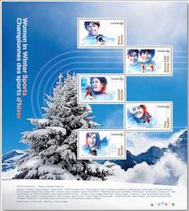 Souvenir Sheet, Women In Winter Sport, Canada,  , Cross-country Skiing, Curling, Ice-hockey, Paralympics, Skiing, Speed Skating, Winter Sports, Women