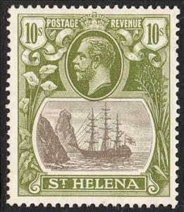 Stamp, Badge of the Colony, Saint Helena,  , Crowns and Coronets, Famous People, Heads of State, Kings, Landscapes, Royalty, Sailing Ships, Ships