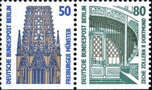 Se-tenant, Freiburg/Dortmund, Berlin,  , Buildings, Churches - Cathedrals - Basilicas - Chapels, Religion, Towers