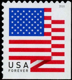 Stamp, USA Flag 2018 - Booklet Pane Single version 2, United States of America,  , Flags