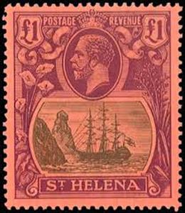 Stamp, Badge of the Colony, Saint Helena,  , Crowns and Coronets, Famous People, Heads of State, Kings, Landscapes, Men, Royalty, Sailing Ships