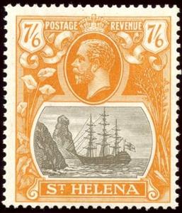 Stamp, Badge of the Colony, Saint Helena,  , Crowns and Coronets, Famous People, Heads of State, Kings, Landscapes, Royalty, Sailing Ships, Ships