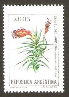 Stamp, Clavel del Aire (Tillandsia aeranthos), Argentina,  , Flowers, Plants (Flora)