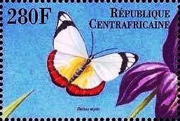 Stamp, Delias mysis, Central African Republic,  , Animals (Fauna), Butterflies, Insects
