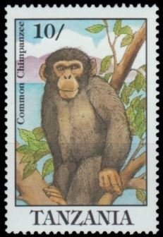 Stamp, Chimpanzee, Tanzania,  , Animals (Fauna), Apes, Mammals