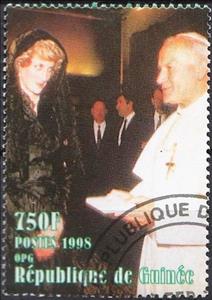 Stamp, Diana with Pope John Paul II, Cinderellas,  , Anniversaries and Jubilees, Popes, Princesses