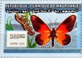 Stamp, Acraea igati, Mauritania,  , Animals (Fauna), Butterflies, Insects