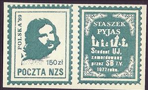 Stamp, Staszek Pyjas - green, Cinderellas,  