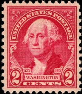 Stamp, Washington, painting by Gilbert Stuart, 1796, United States of America,  