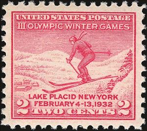 Stamp, 1932 Olympic Winter Games at Lake Placid - Skier, United States of America,  , Sport, Olympic Games, Skiing