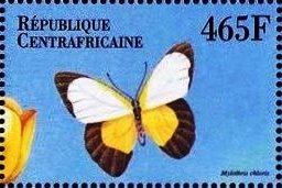 Stamp, Mylothris chloris, Central African Republic,  , Animals (Fauna), Butterflies, Insects