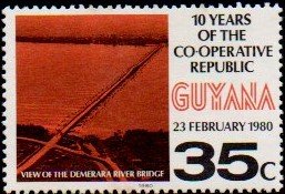 Stamp, Demerara River Bridge, Guyana,  , Bridges, Rivers