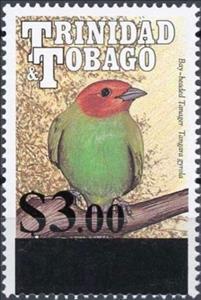 Stamp, Surcharge on Bay-Headed Tanger, Trinidad and Tobago,  , Birds