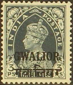 Stamp, King George VI, India, Princely States,  , Crowns and Coronets, Famous People, Heads of State, Kings, Men, Royalty