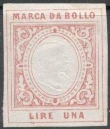 Revenue Stamp, King Victor Emanuel II, Italy,  , Famous People, Heads of State, Kings, Men, Royalty