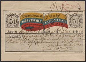 Stamp, Flagpole centred, Colombia,  , Flags, Numbers