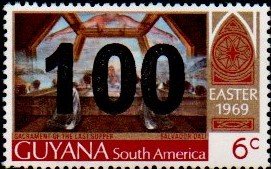 Stamp, Easter with surcharge, Guyana,  