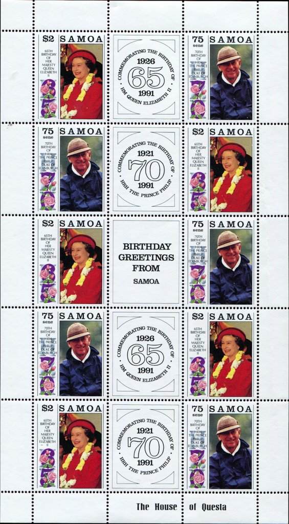 Birthdays of Queen Elizabeth II (65) and Prince Philip (70)