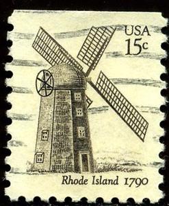 Stamp, Windmills: Rhode Island 1790 - top imperf, United States of America,  