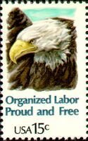 Stamp, Organized Labor - Bald Eagle, United States of America,  , Birds, Birds of Prey, Eagles, Animals (Fauna)