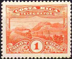 Stamp, Landscape and train, Costa Rica,  , Landscapes, Locomotives, Railways, Steam Traction