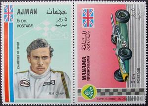 Se-tenant, James „Jim“ Clark and Lotus Ford, Great Britain, Ajman,  , Carsports, Formula One, Sports