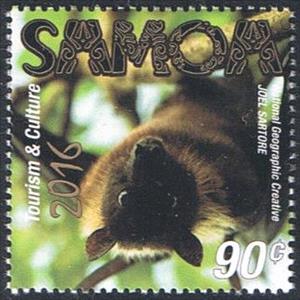 Stamp, Flying fox, Samoa,  , Animals (Fauna), Mammals