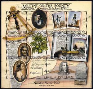 Souvenir Sheet, 200th anniversary of the Mutiny on the Bounty, Niuafo'ou,  , Anniversaries and Jubilees