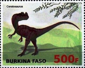 Stamp, Ceratosaurus, Cinderellas,  , Dinosaurs, Prehistorical Animals