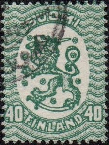 Stamp, Definitive series I. Watermark posthorn, Finland,  , Coats of Arms, Heraldic Animals