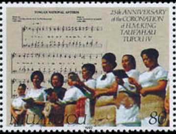Stamp, Chorus singing the National anthem, Niuafo'ou,  , Music, National Anthems, Singers