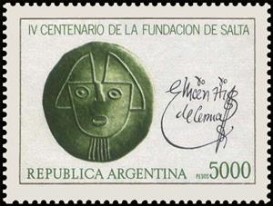 Stamp, 400 years of the founding of Salta, Argentina,  , Archaeology, Art