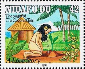 Stamp, Heina crying over eel's grave, Niuafo'ou,  , Christmas, Fairy Tales