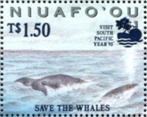 Stamp, Pair of Whales, Niuafo'ou,  , Environment Protection, Tourism, Whales