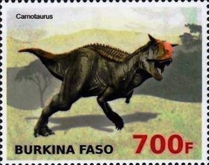Stamp, Carnotaurus, Cinderellas,  , Dinosaurs, Prehistorical Animals