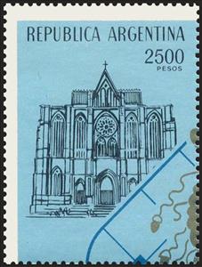 Stamp, 100 years of La Plata, Cathedral, Argentina,  , Architecture, Buildings, Churches - Cathedrals - Basilicas - Chapels