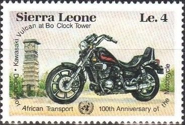 Stamp, Kawasaki Vulcan, Bo Clock Tower, Sierra Leone,  , Transport