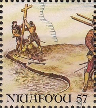 Sailors erect a cross