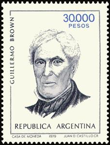 Stamp, Admiarl Guillermo Brown (1777-1857), Argentina,  , Admirals, Famous People, Freedom Fighters