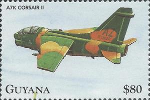 Stamp, A7K Corsair II, Guyana,  , Air Forces, Aircraft, Aviation
