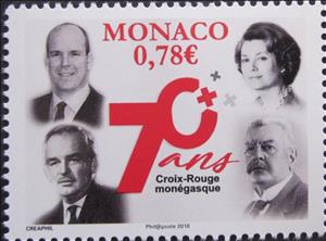 Stamp, 70th Anniversary the Red Cross of Monaco, Monaco,  , Red Cross and Red Crescent, Royalty