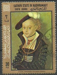 Stamp, Paintings by Lucas Cranach, Aden - Protectorates,  , Painters, Paintings