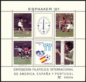 Souvenir Sheet, Block Espamer '81, Argentina,  , Football (Soccer), Philatelic Exhibitions, Sports