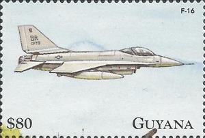 Stamp, F16, Guyana,  , Air Forces, Aircraft, Aviation